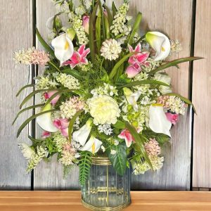 LARGE PINK FLORAL CENTER PIECE